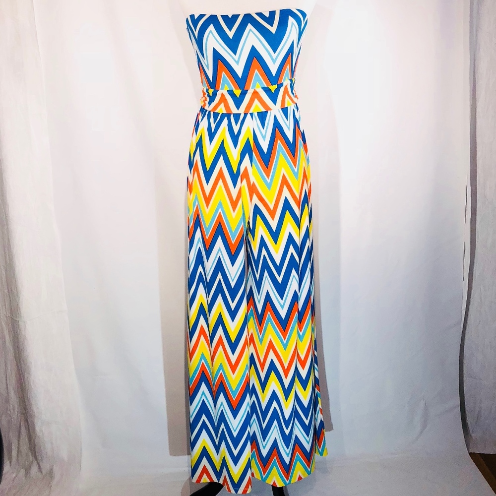 PEACH LOVE CREAM MULTI-COLOR TUBE JUMPSUIT (S)